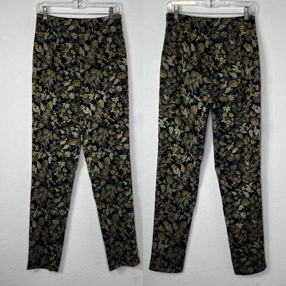 Dana Buchman Brocade Leaf Print in Lurex Thread Dress Pants Size 6, Cocktail - Picture 1 of 8